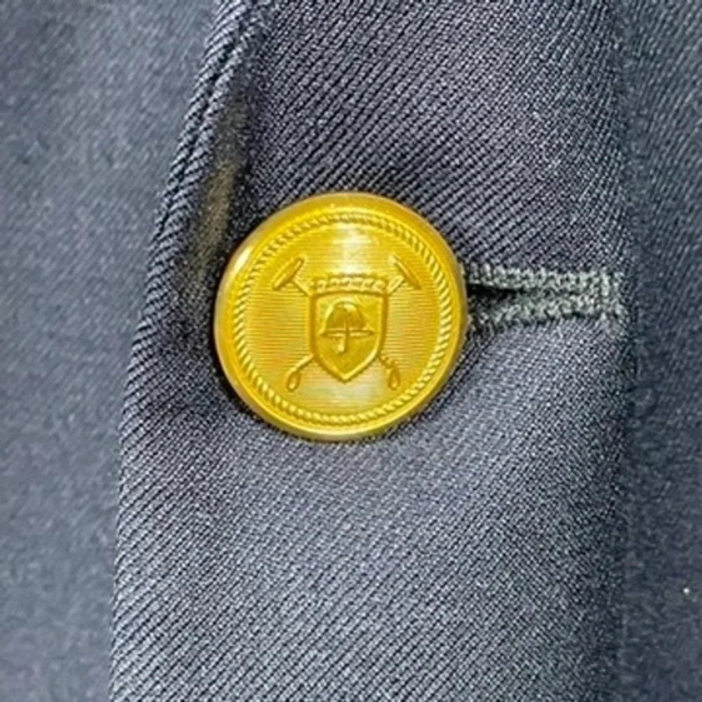 Lauren Ralph‎ Lauren Blazer Mens 42S Navy Blue Excellent Gold Crest Buttons Wool
